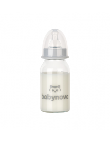 Baby Nova Skleněná kojenecká láhev se standardním hrdlem 0-24m 120 ml