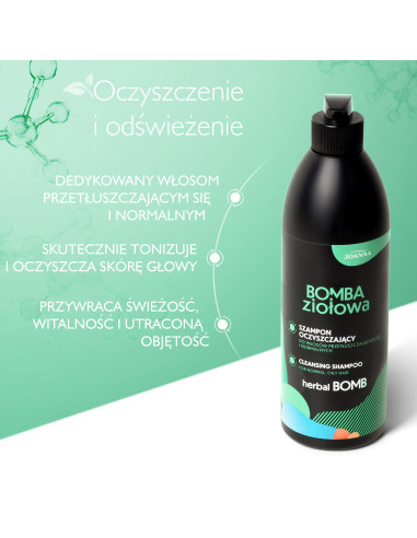 HERBAL BOMB Tisztító sampon zsíros és normál hajra 500ml