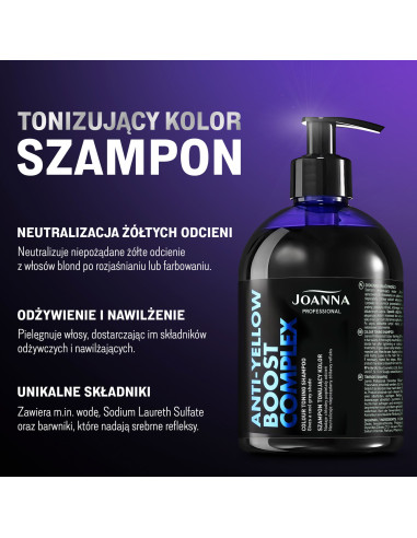 PROFESSIONAL ANTI-YELLOW BOOST KOMPLEX Tonizáló sampon hamuszín 500g