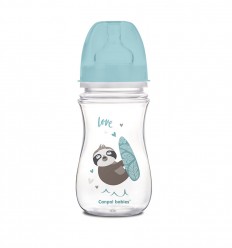Canpol babies Dojčenská antikoliková fľaša široká EasyStart 240ml 3m+ Exotic Animals modrá