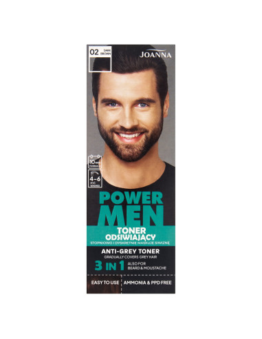Power Men 02 Dark Brown šedivý toner – Prirodzený efekt bez odrastov
