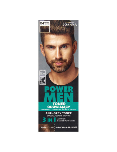 Power Men 04 Natural Brown tonikum na odšedivenie vlasov – prirodzený efekt bez odrastu