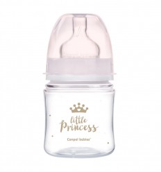 Canpol babies Kojenecká antikoliková láhev široká EasyStart 120 ml 0m+ Royal baby růžová