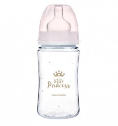 Canpol babies Kojenecká antikoliková láhev široká EasyStart 240 ml 0m+ Royal baby růžová